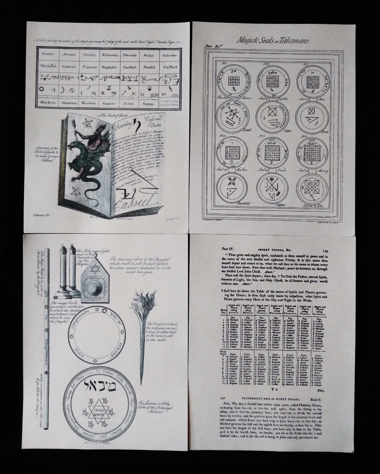 4 Illustration Pages From The Magus 1801 Book- For Book Of Shadows 8-1/2\