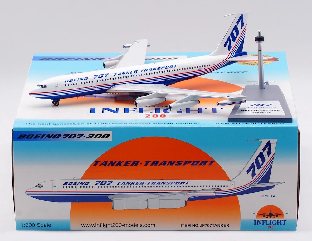 Inflight IF707TANKER Boeing 707-300 House Color N792TW Diecast 1/200 Jet Model
