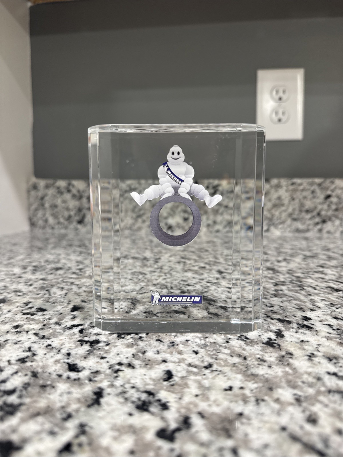 Michelin Bibendum crystal Figurine Plaque