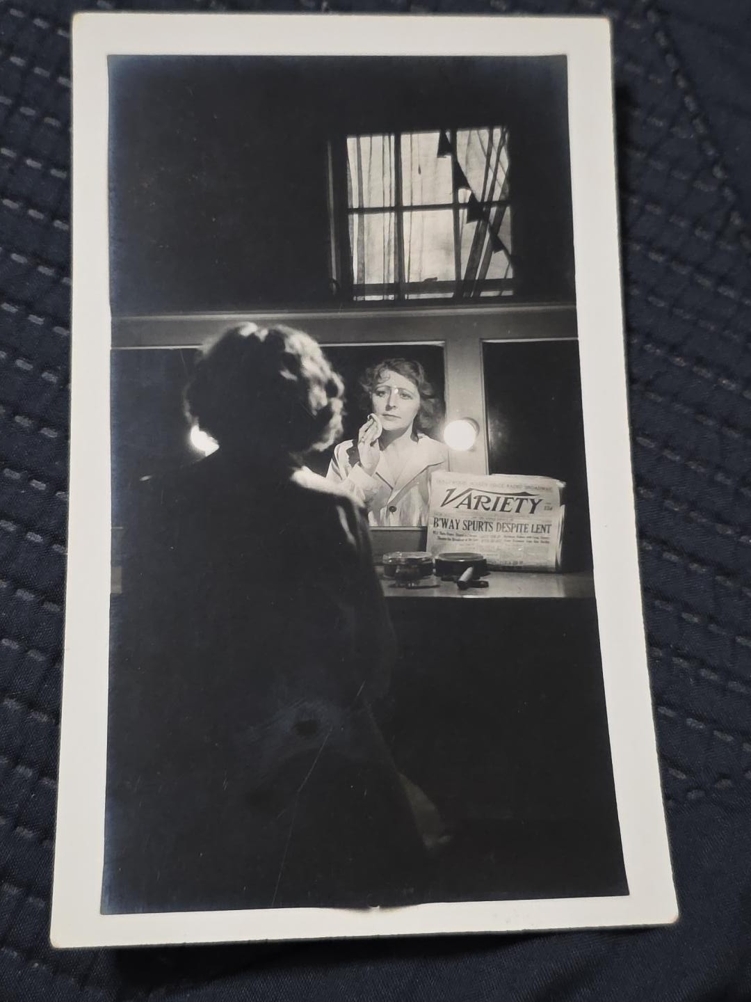 Vintage Theater Actress Dressing Room Makeup Mirror Variety Newspaper Dallas...