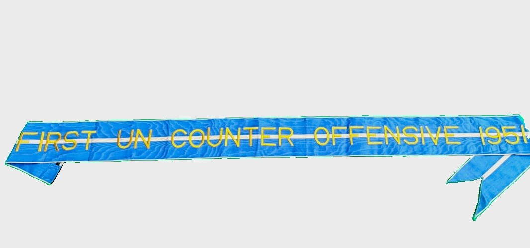 Flag Campaign Streamer Korean War FIRST UN COUNTER OFFENSIVE 1951 Blue & White Flag Campaign Streamer Korean War FIRST UN COUNTER OFFENSIVE 1951 Blue & White