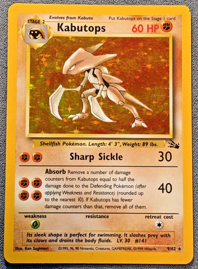 Pokemon English Vintage - Fossil- Kabutops Holo 9/62 - MP