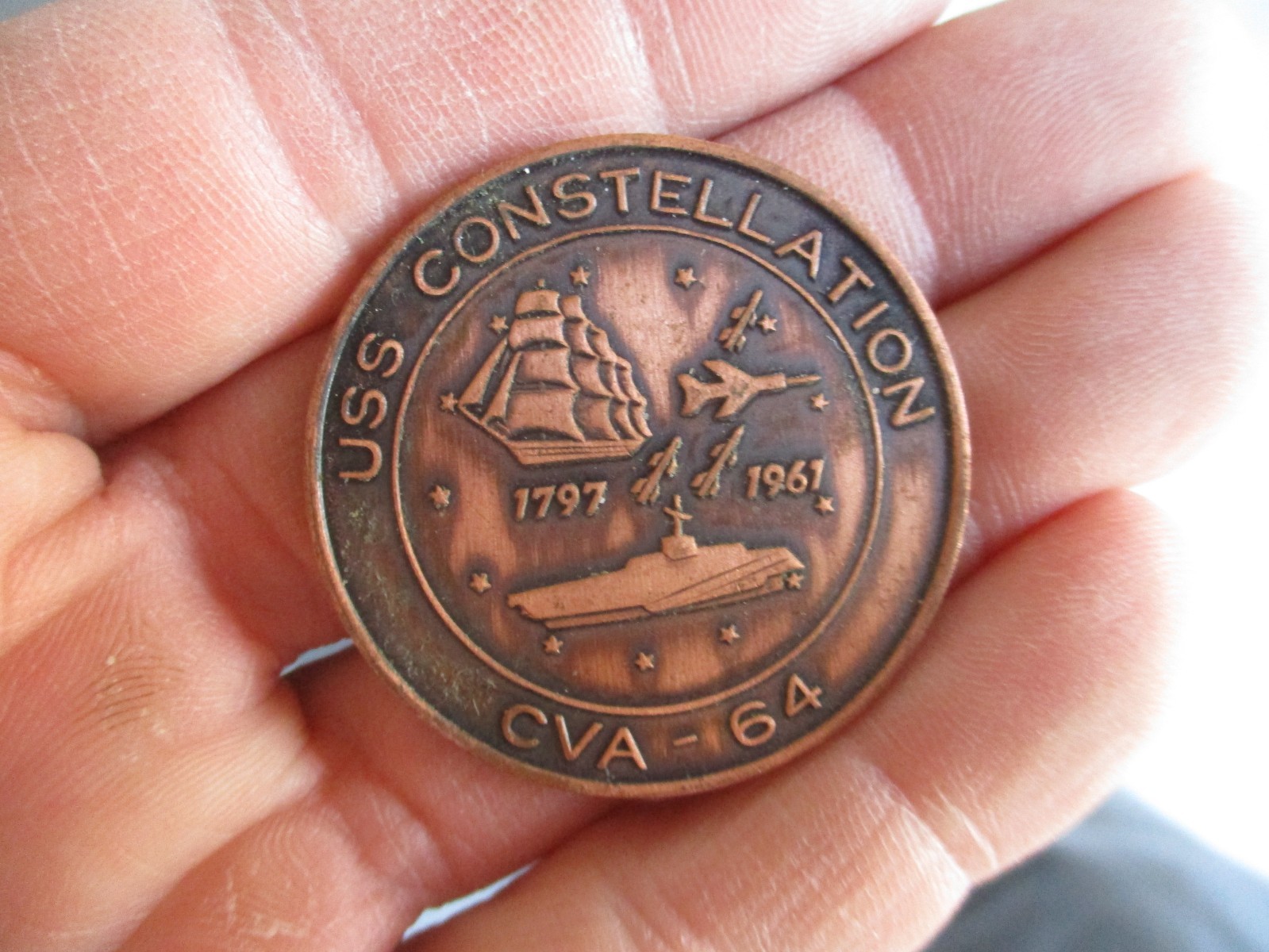 CVA-64, USS CONSTELLATION, 1961 Ship Commissioning Challenge Coin