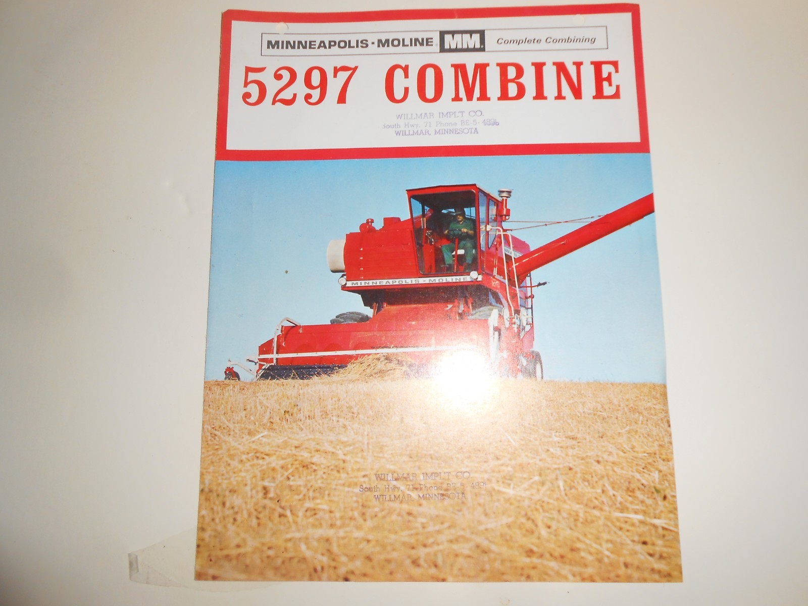 VINTAGE 1969 MINNEAPOLIS MOLINE 5297 COMBINE BROCHURE