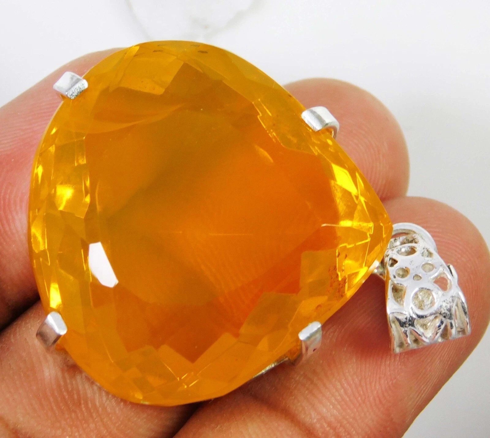 90Ct Natural Welo Citrine l 925 Solid Silver AAA+ Pear Cut Loose Gems Pendant