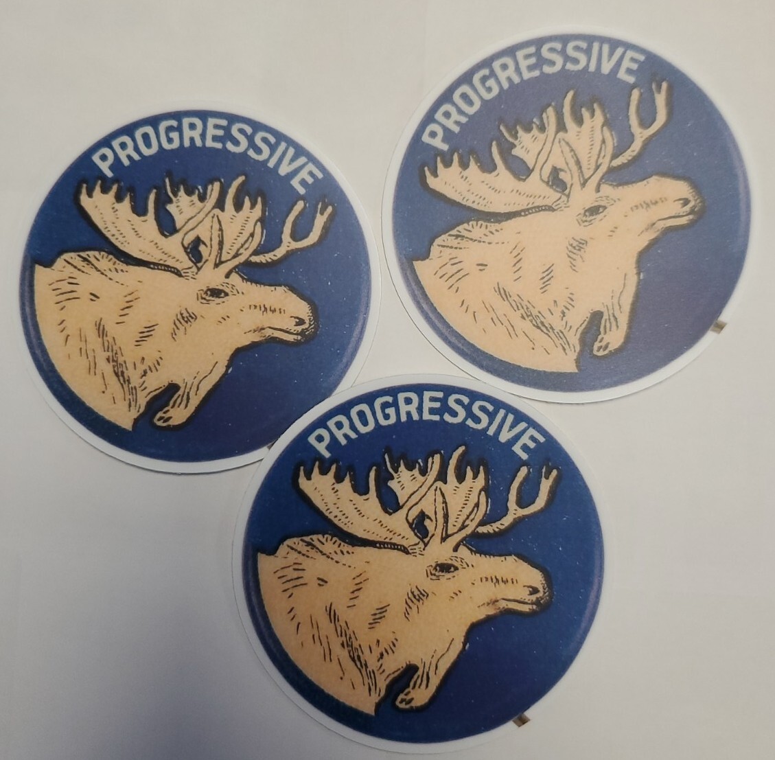 BULL MOOSE PARTY STICKERS PACK OF THREE (3) Progressive Blue 3\