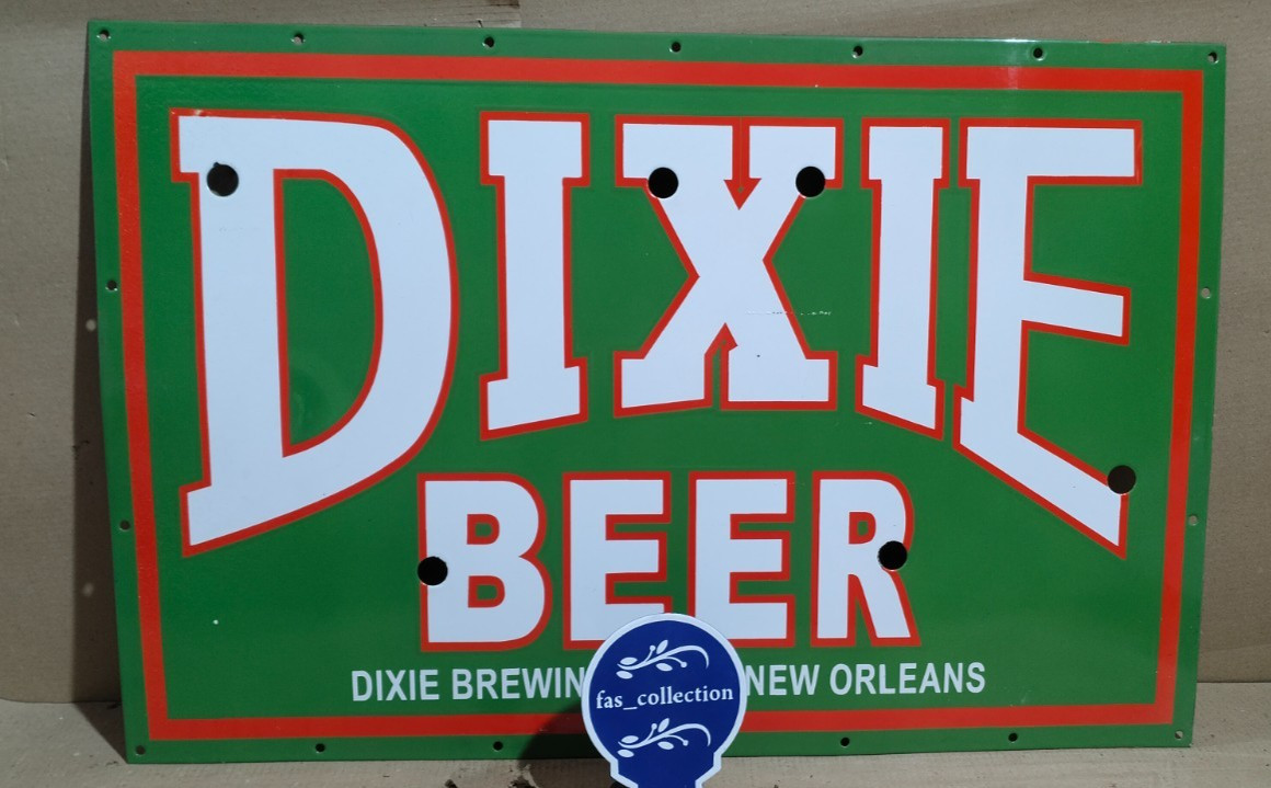 Dixie Beer Porcelain Enamel Sign  36 x 24 Inches 1 Sided