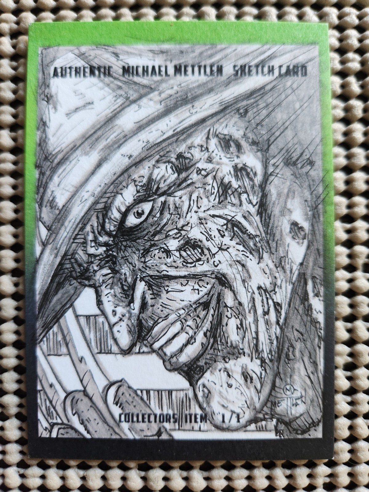 FREDDY SKETCH CARD: AUTHENTIC MICHAEL METTLEN ART (1/1) HAND DRAWN SIGNED ACEO