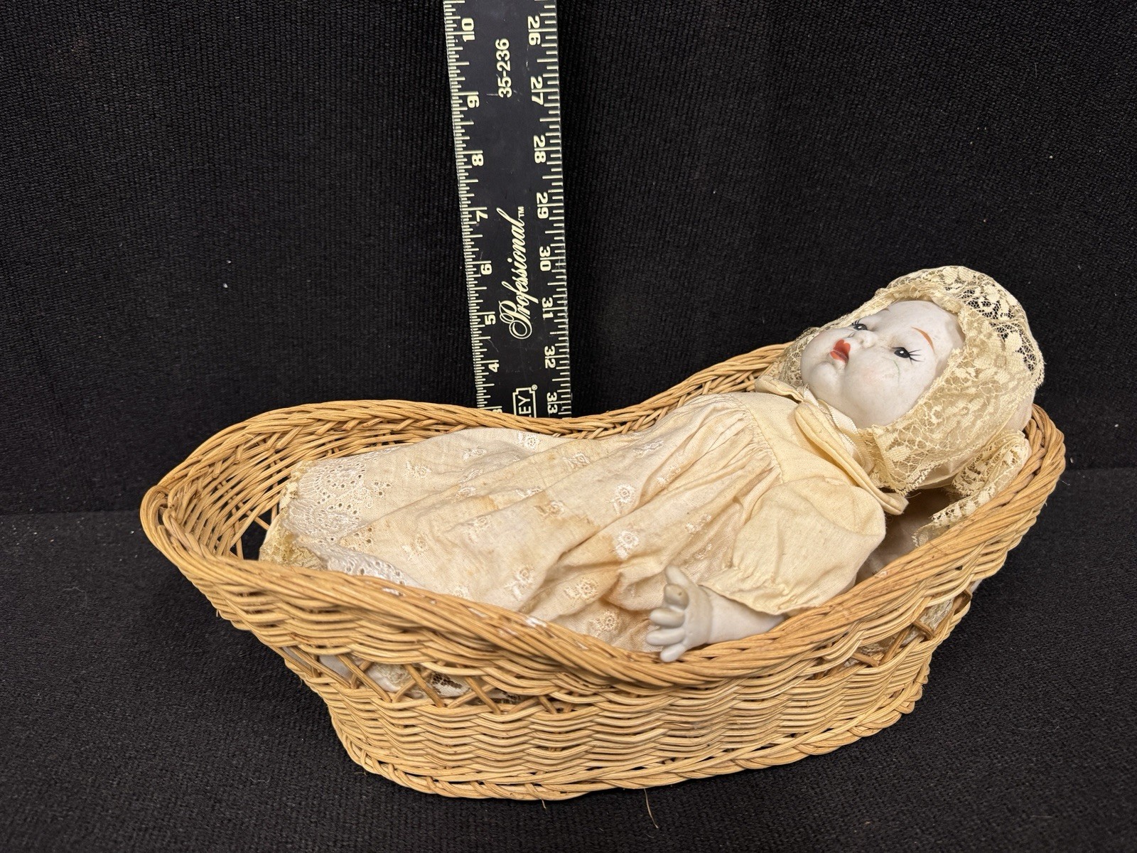 Vintage 1984 Schmid Doll Musical Porcelain Baby Doll Brahms Lullaby Music Box