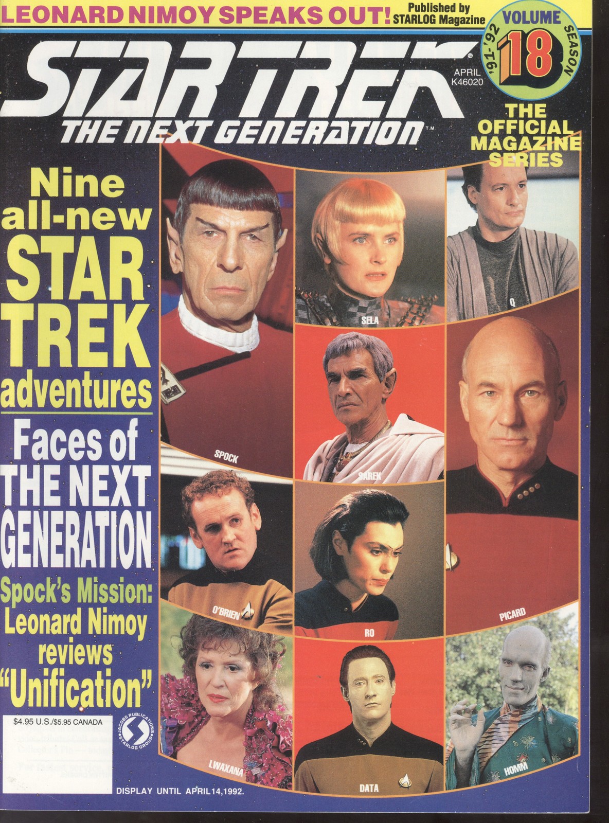 1991-92 Star Trek The Next Generation #18 Magazine: Faces Of The Next Generation