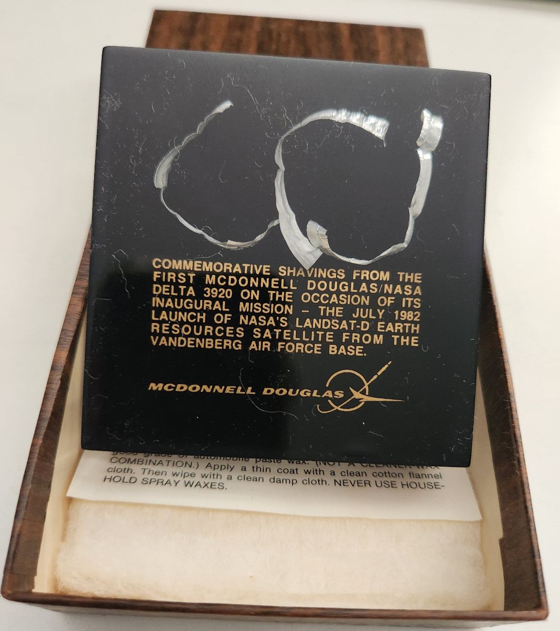 McDonnell Douglas/NASA Commemorative Delta 3920 Metal Shavings in lucite