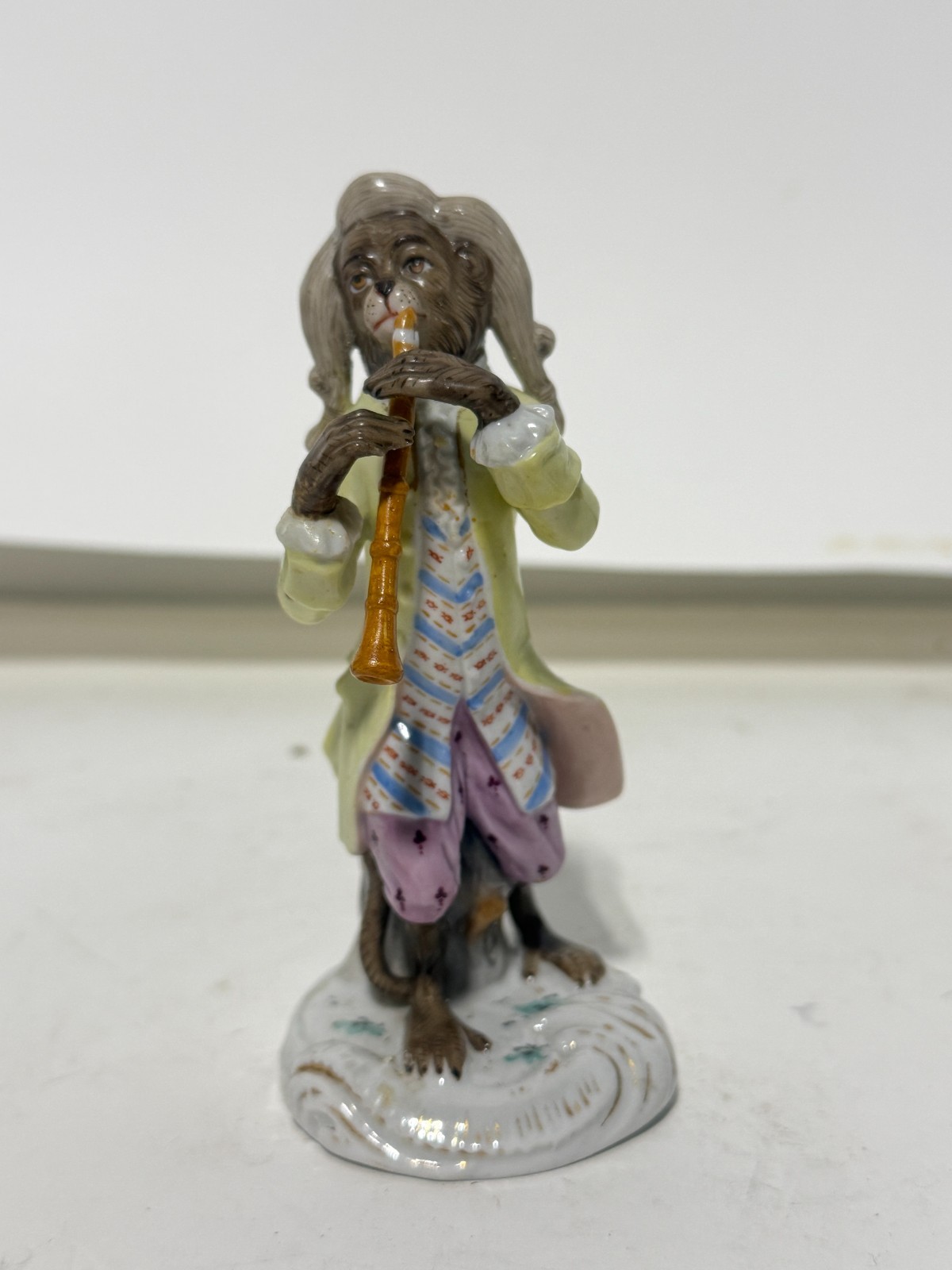 Meissen Style Porcelain Monkey Band Flute Player 