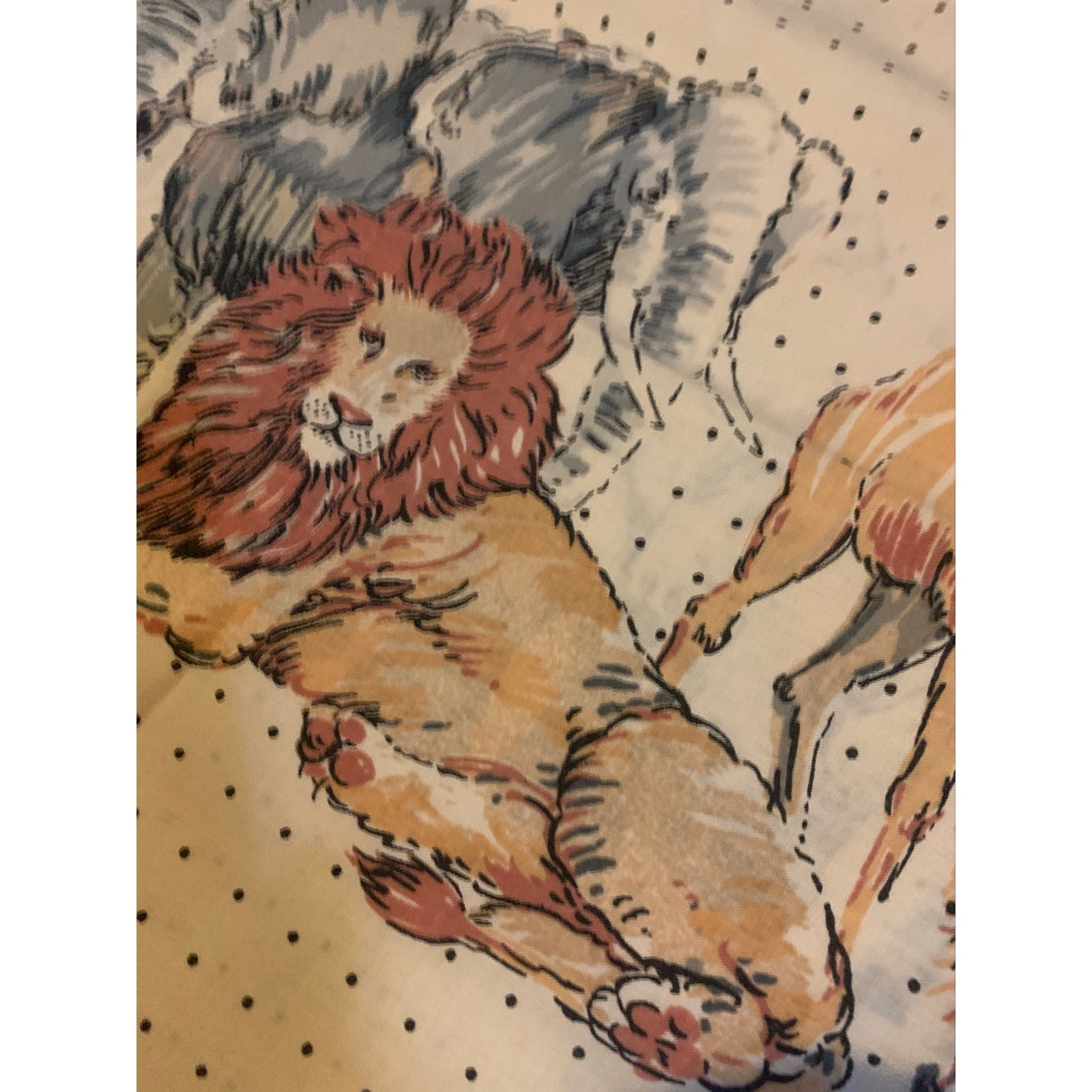 Set Of 2 Vintage African Safari Pillowcases Muslin Jungle Lion Zebra Elephant
