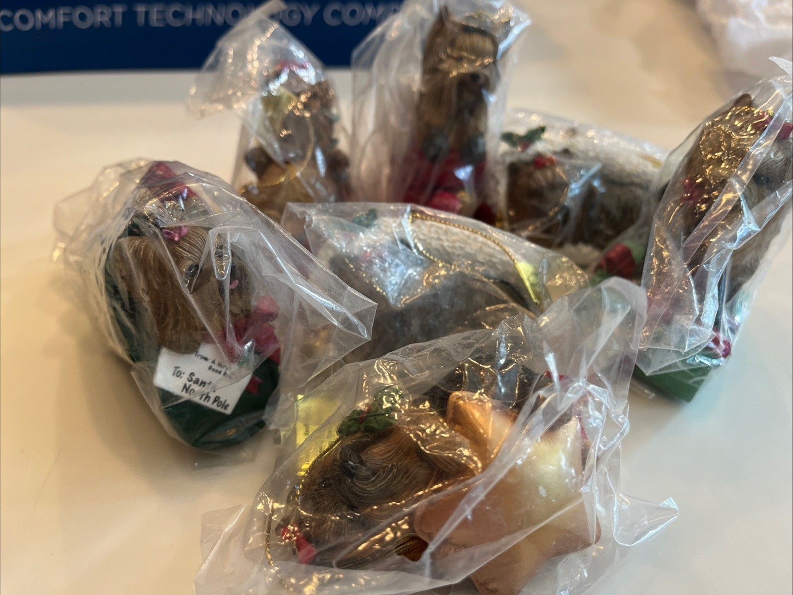7 Danbury Mint Yuletide Yorkies Christmas Ornaments Resin Adorable New W/Tags