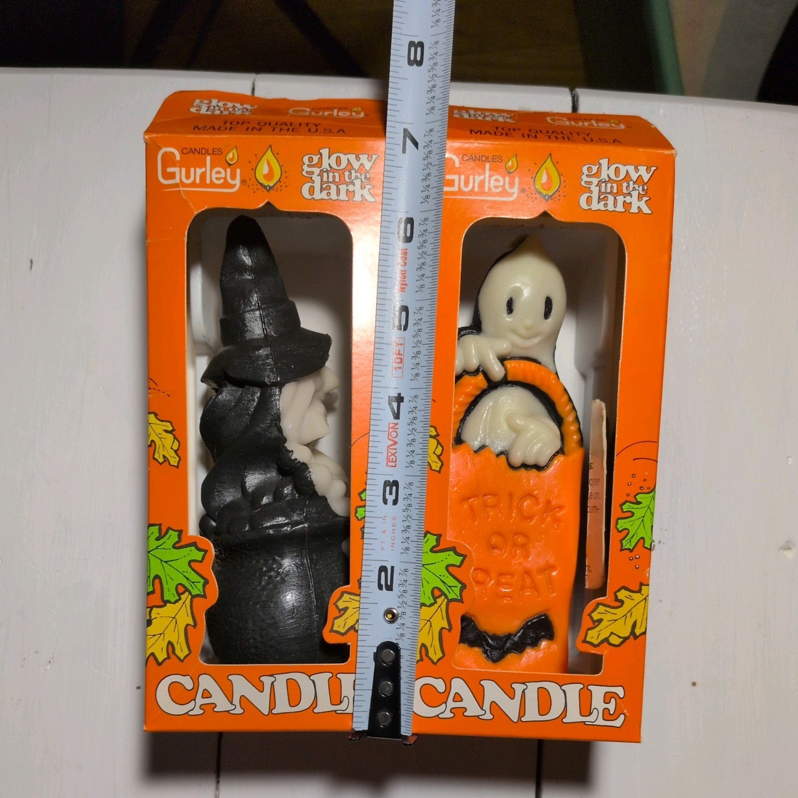 Lot of 2 Vintage Gurley Halloween Ghost Witch Candle Trick or Treat  Unburned