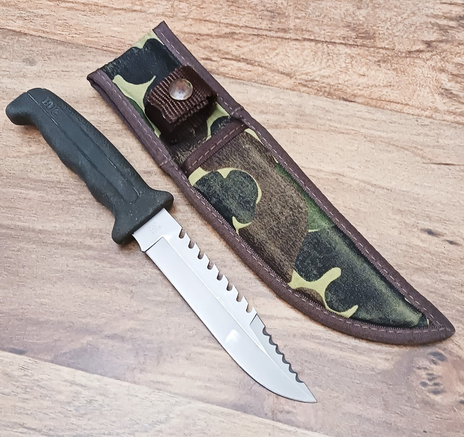 Vintage 1990 BUCK 639 FIELDMATE Fixed Blade Survival Knife w/ Nylon Camo Sheath
