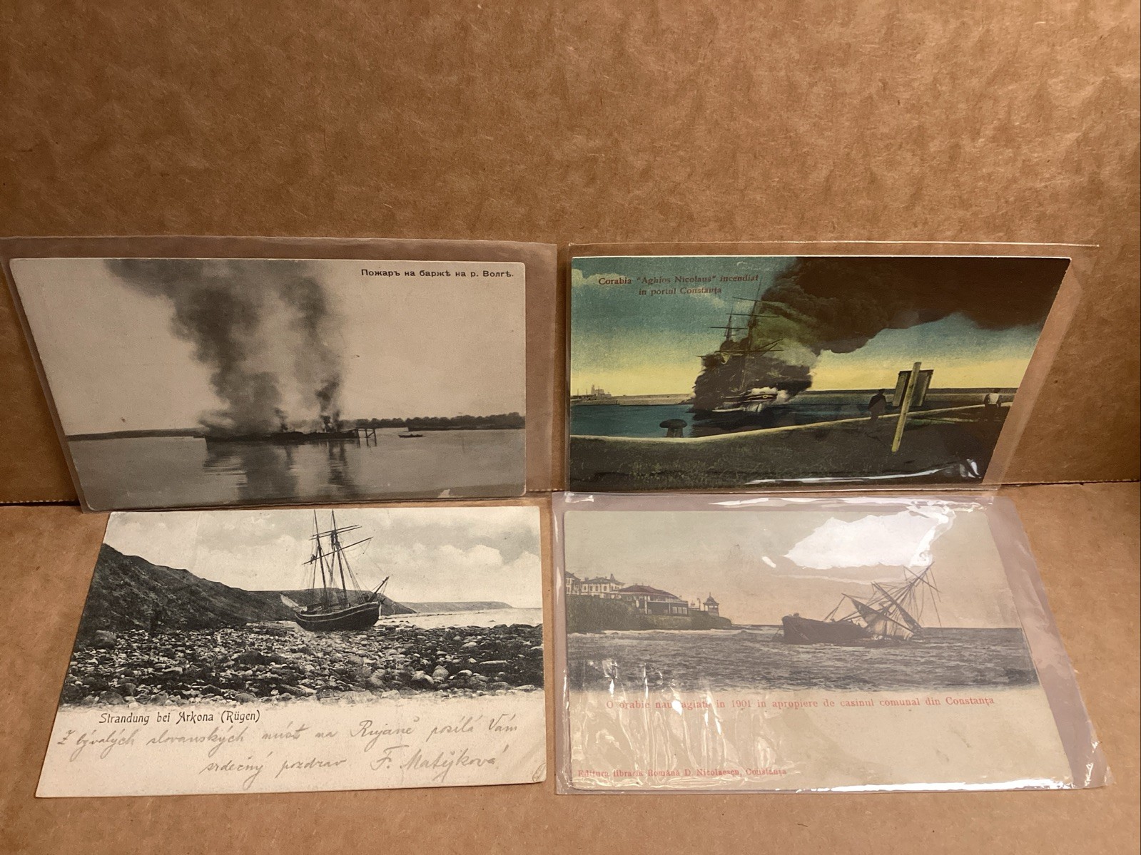 Lot If 4 SHIPWRECK VINTAGE POSTCARDS European Estate RPPC Lot If 4 SHIPWRECK VINTAGE POSTCARDS European Estate RPPC