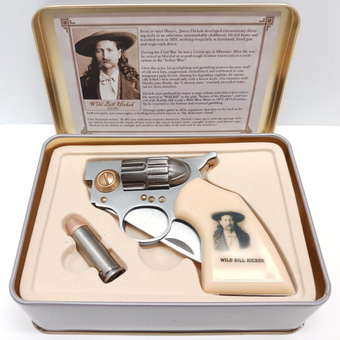 Wild Bill Hand Gun Pistol Revolver Manual Pocket Knife Mini Shell Blade Gift