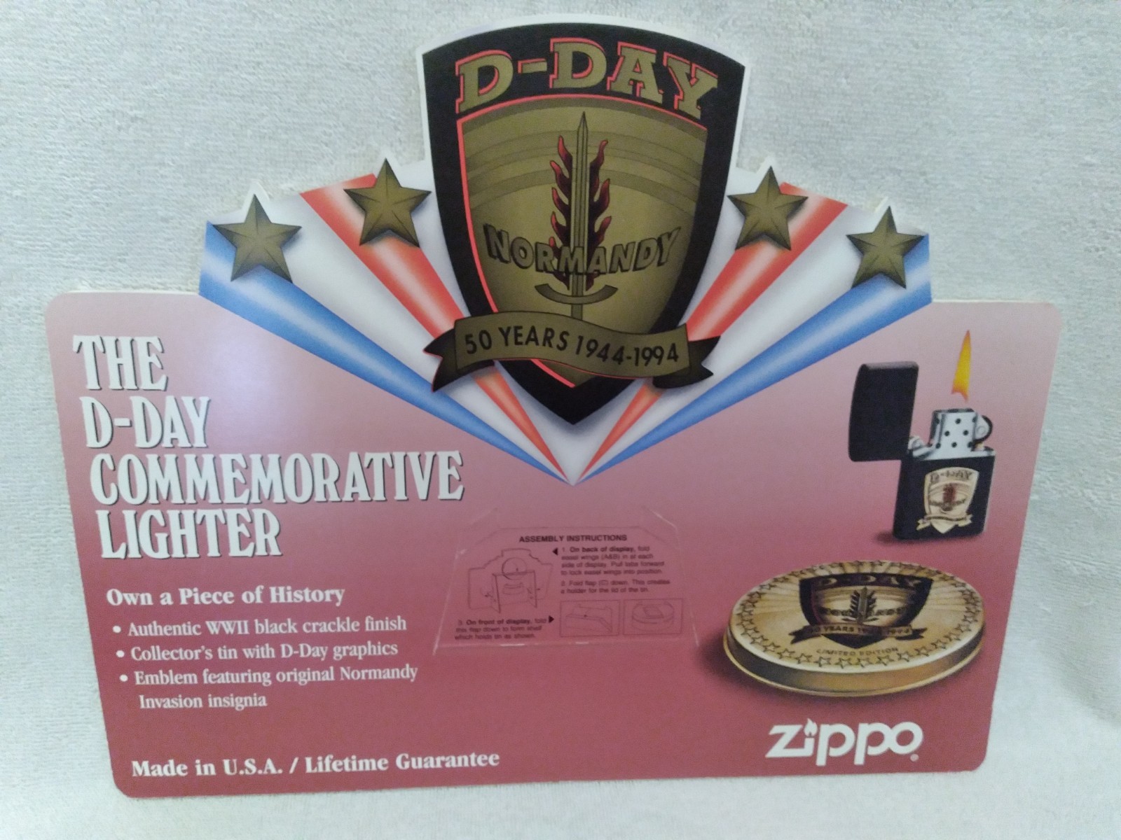 Vintage D-Day Commemorative Counter Display Zippo Lighter- No Lighters