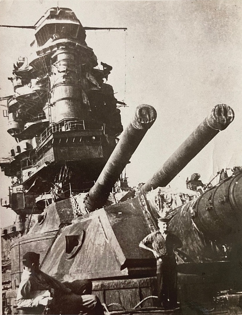 RARE WW2 CAPTURED JAPAN BATTLESHIP NAGATO NEAR SURRENDER TOKYO BAY AUG 45 PHOTO
