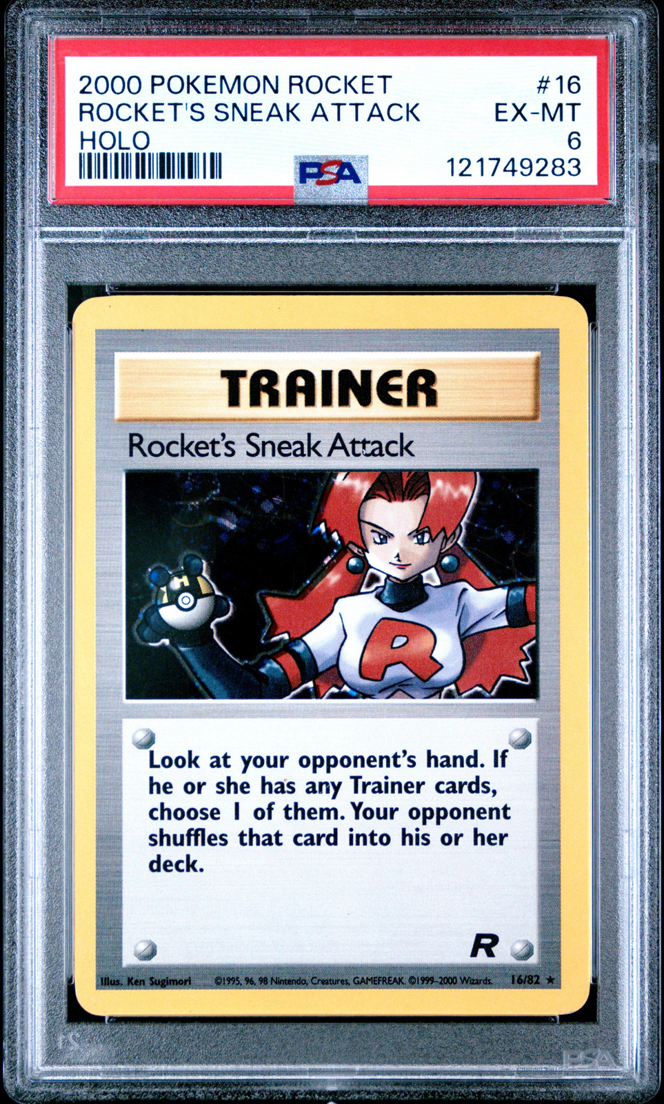Rocket's Sneak Attack #16 2000 Pokemon Rocket PSA 6 Holo