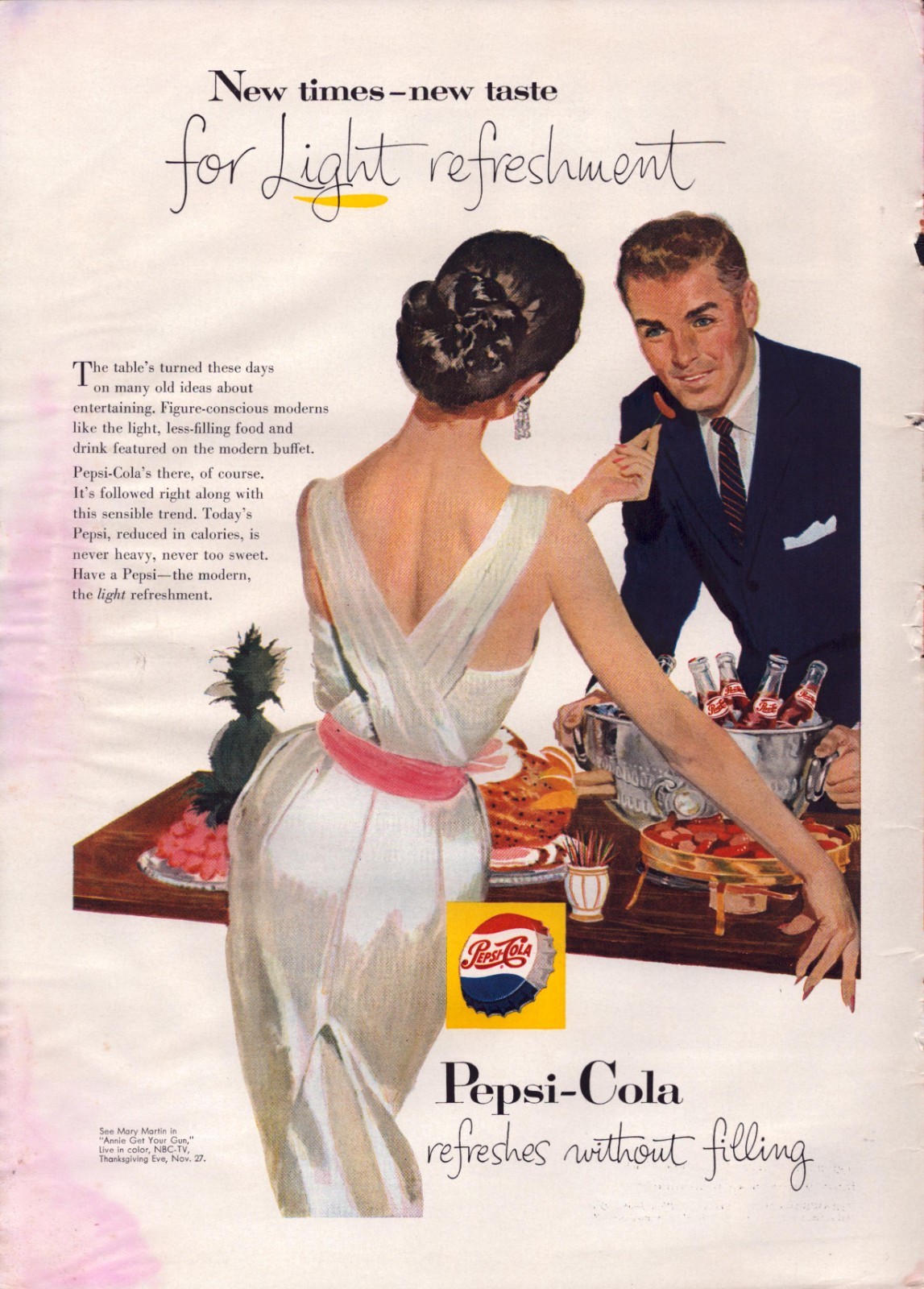 1957 - Pepsi Cola - Vintage Print Ad New Times New Refreshment - Wall Art