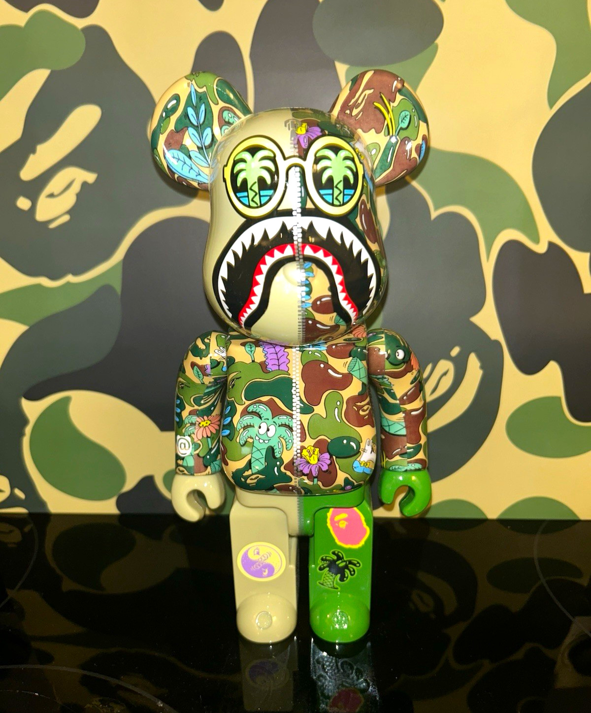 Bape x Steven Harrington Bearbrick Green 400%. Signed