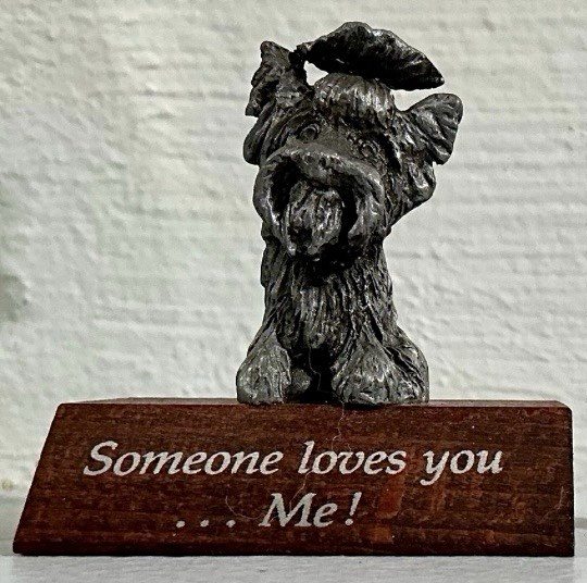 Paula\'s Collectibles 1980s Dog Figurine on Wood Base \