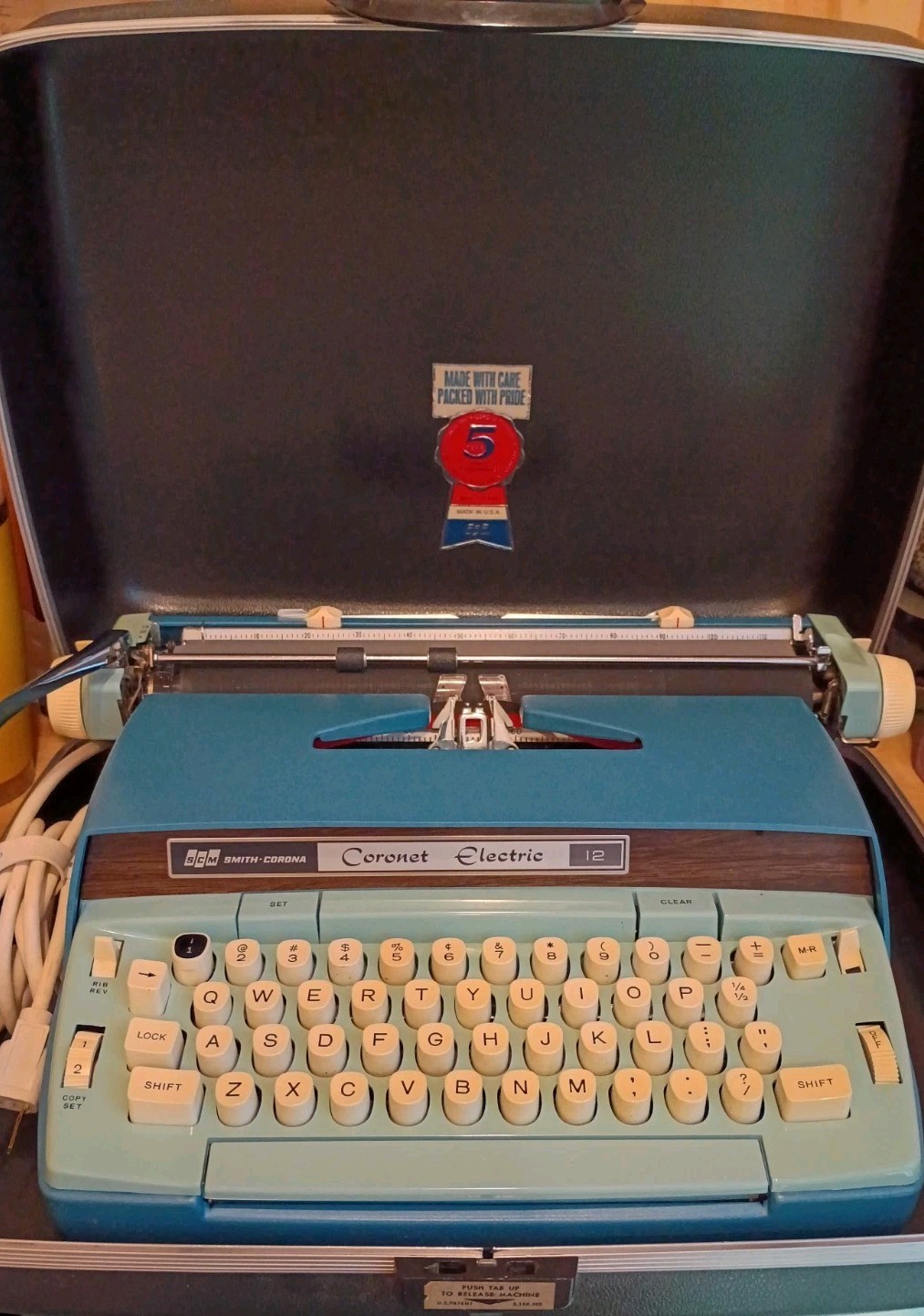 VTG Blue Smith Corona Coronet Automatic 12 Electric Typewriter & Case Excellent