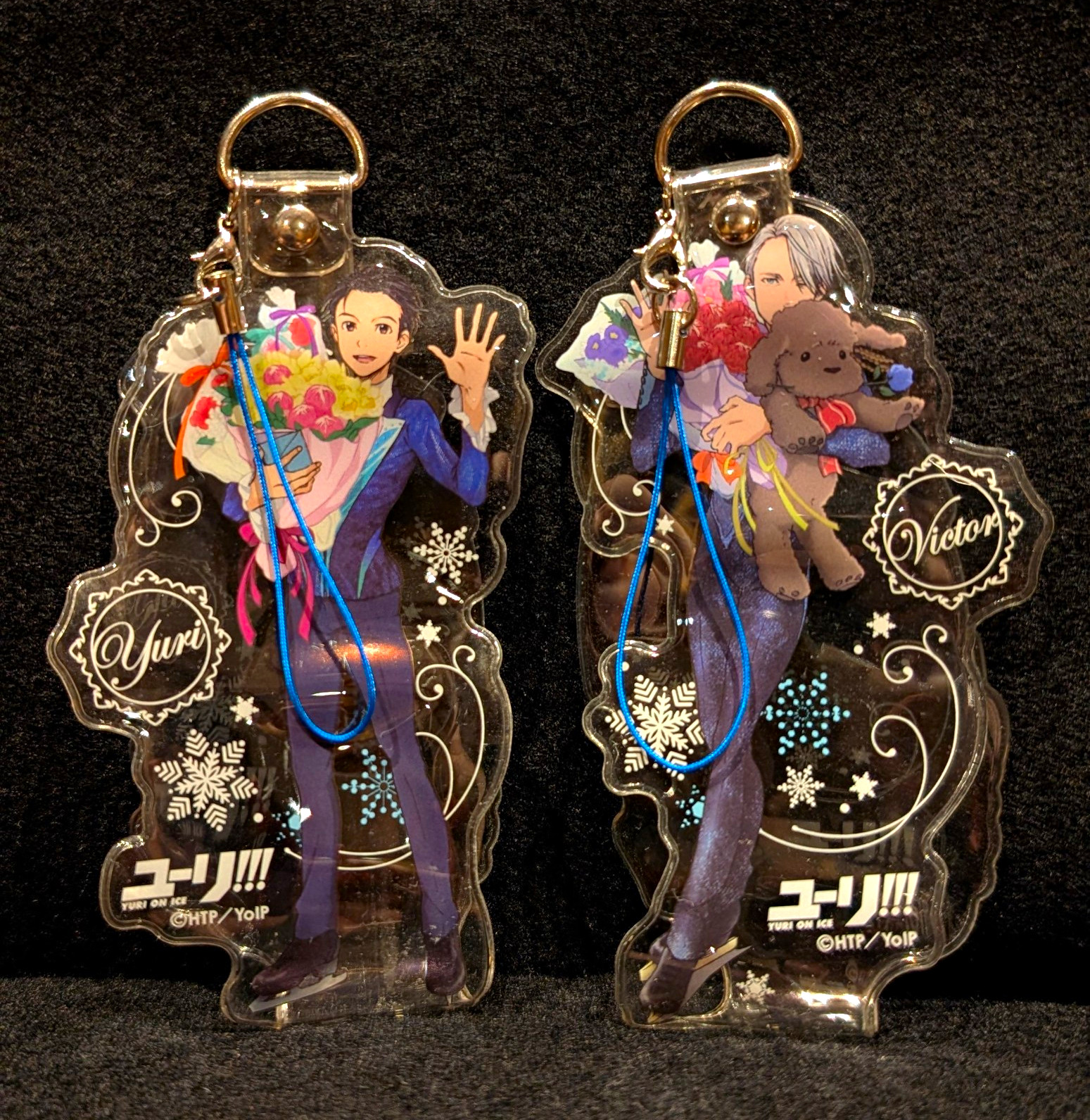 Yuri on Ice Clear Plastic Keychain Lot Yuuri Katsuki & Victor FLAWLESS