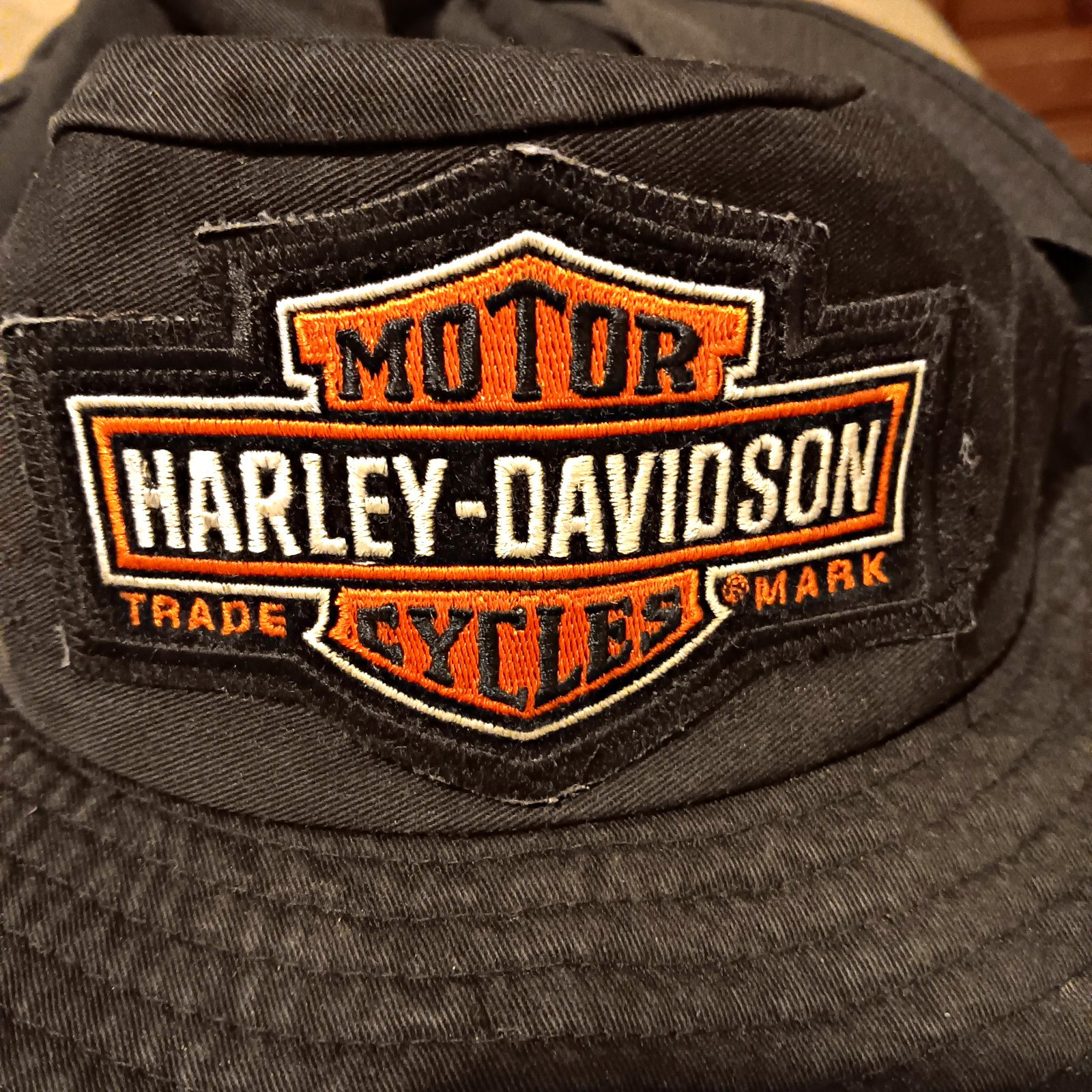 Harley-Davidson Motor Cycles Black Bucket/Boonie Hat Adult Size XL Vintage Biker