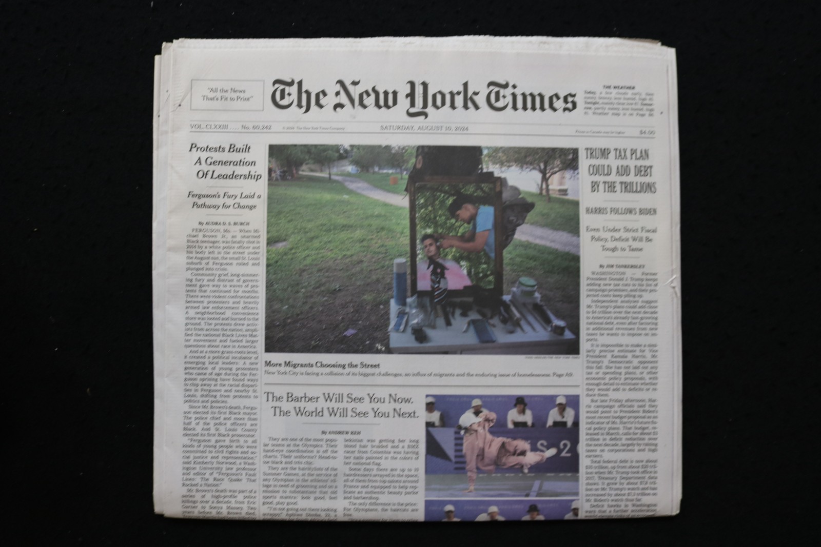2024 AUGUST 10 NEW YORK TIMES - TRUMP TAX PLAN COULD ADD DEBT BY THE TRILLIONS