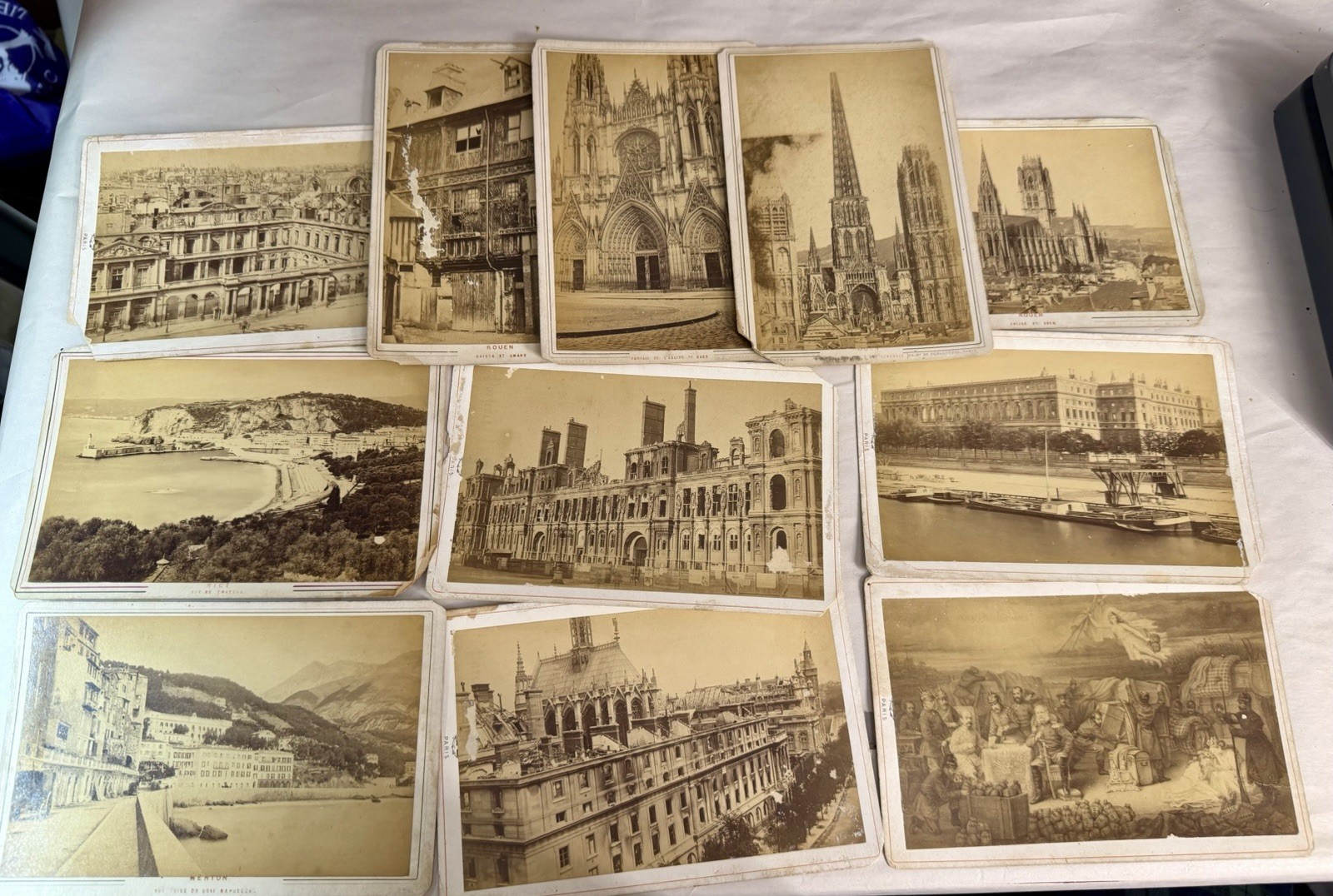 Lot of Eleven 1870’s France CDV Original Photos, Paris, Nice, Rouen, Mentón
