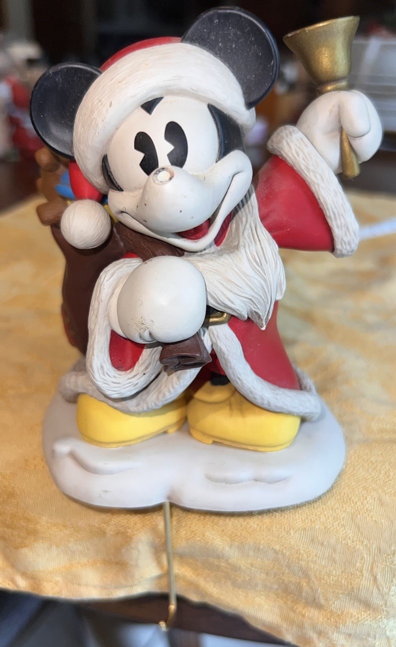 VTG 1990s Disney Mickey Mouse Santa Christmas Mantle Stocking Hanger Holder