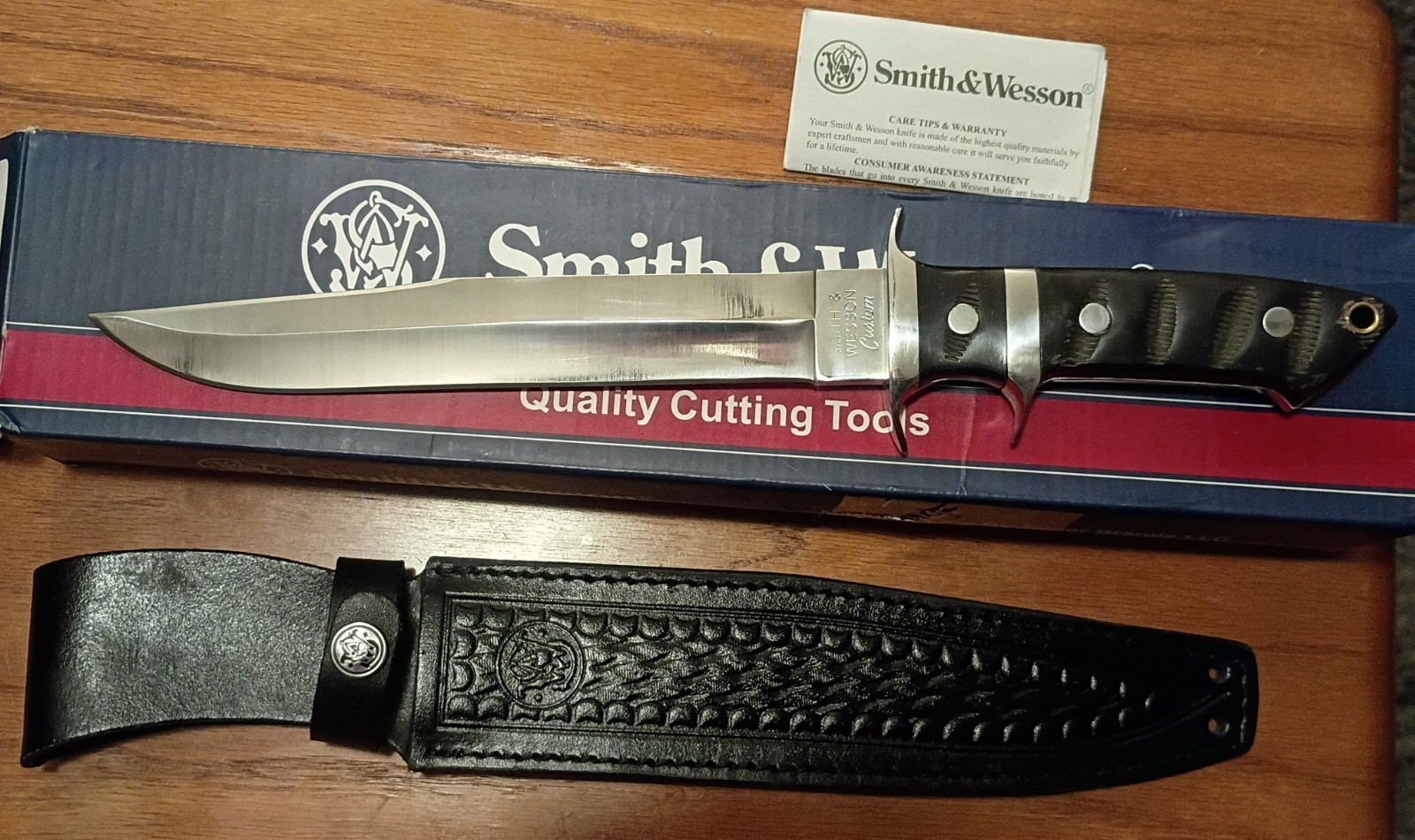 VINTAGE SMITH & WESSON CUSTOM SWLBH BUFFALO HORN SUBHILT FIGHTIN KNIFE RARE MINT