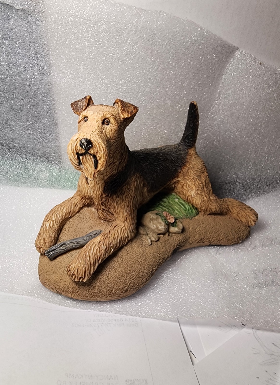 Vintage 1984Earl Sherwan Charmstone Airedale Terrier Dog Figurine Marv-Art