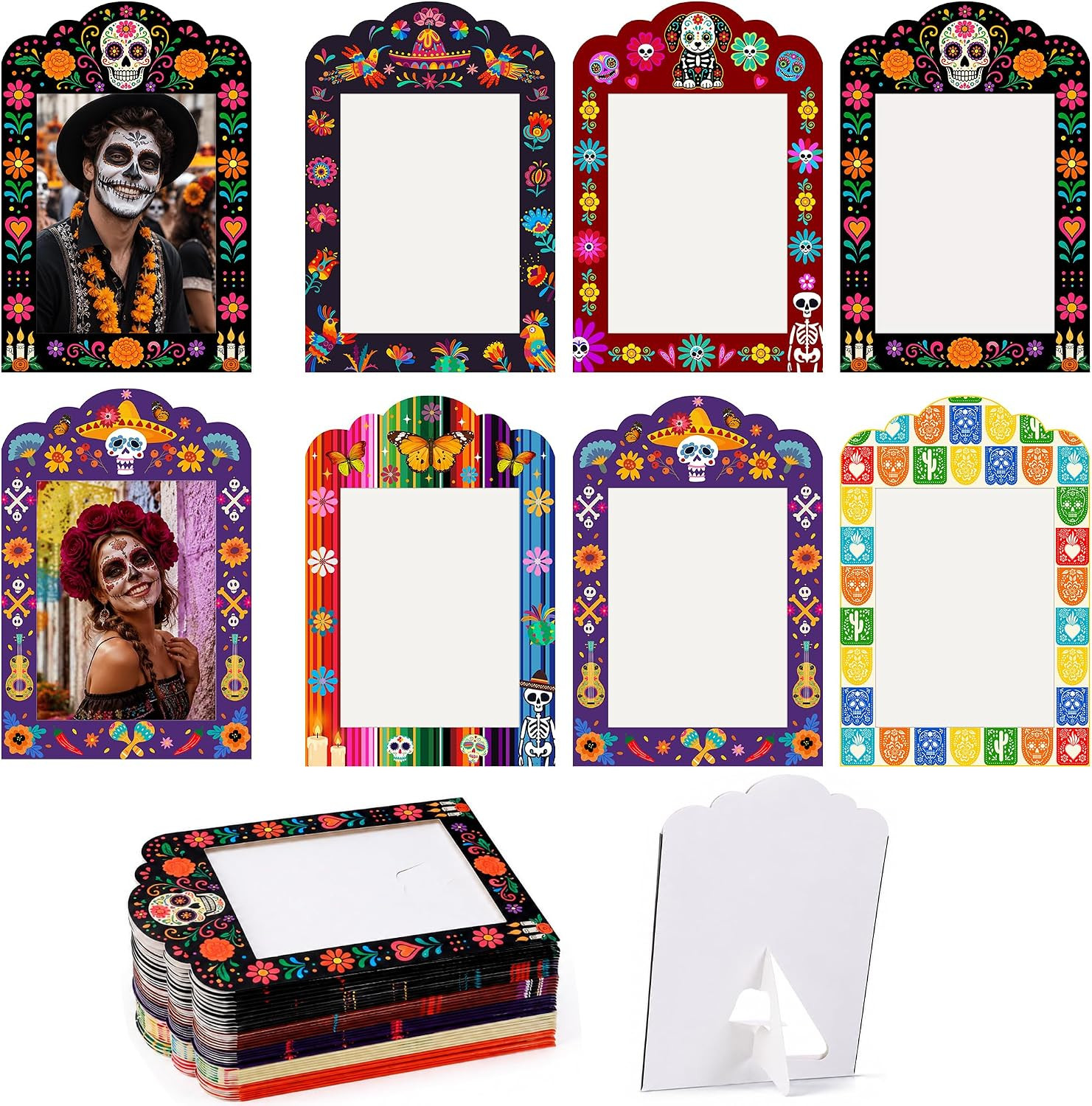 36 Pcs Day of the Dead Photo Frames, Sugar Skull Ofrenda Altar Decor