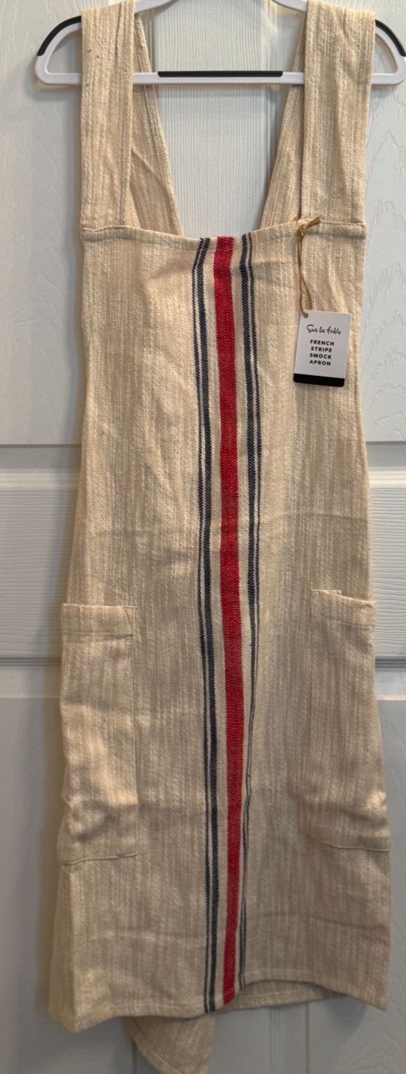 Vintage French Stripe Apron w/Large Pockets NWT