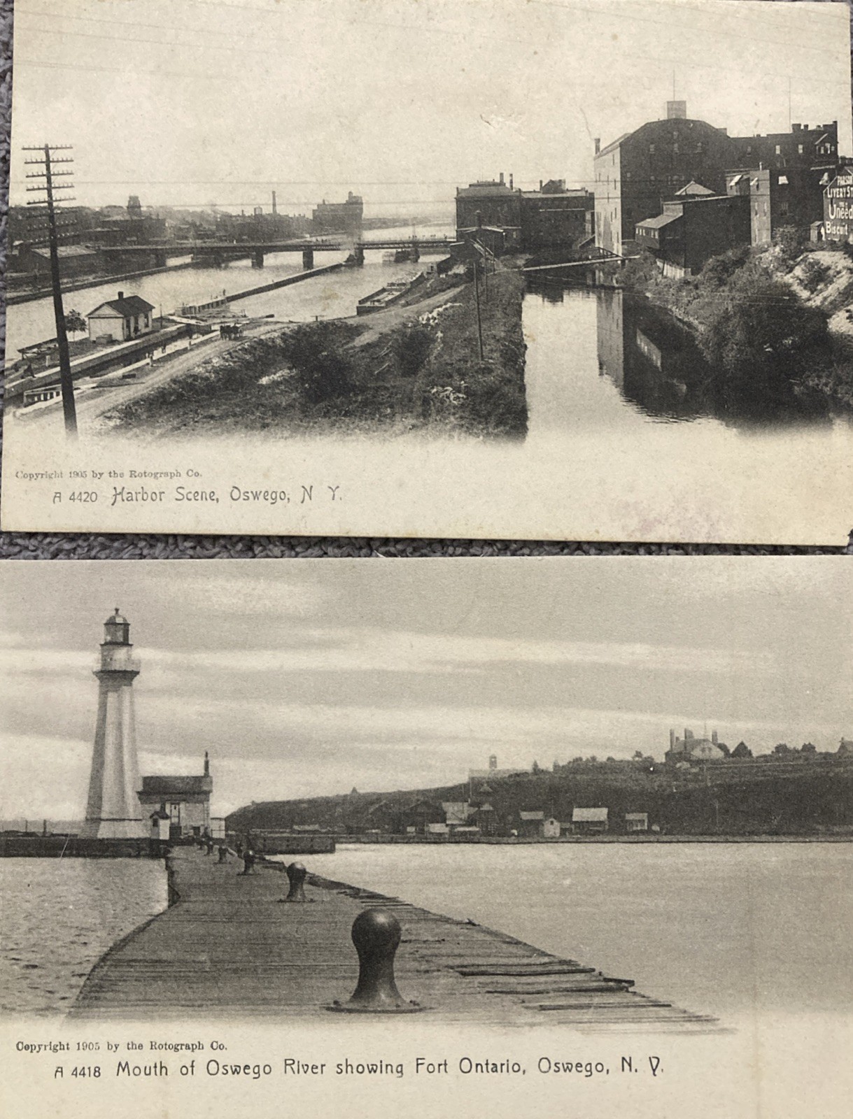 c1905 Oswego New York Harbor & Mouth Of The River Scenes Postcard Lot Of 2