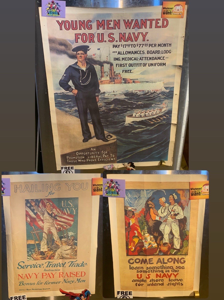 Vintage US Navy Recruiting Posters Lot Of 3