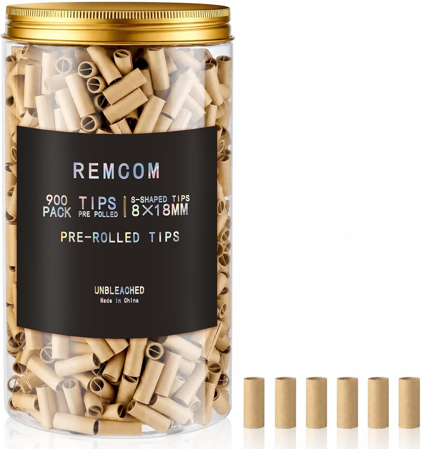 900 Pack Rolling tips Ø8mm - Natural Unbleached Pre-Rolled Filter Tips-1 Can ...