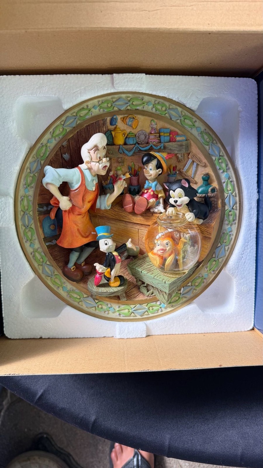 Walt Disney Gallery Pinocchio I\'ll Call Him Pinocchio 3D Collectible plate.