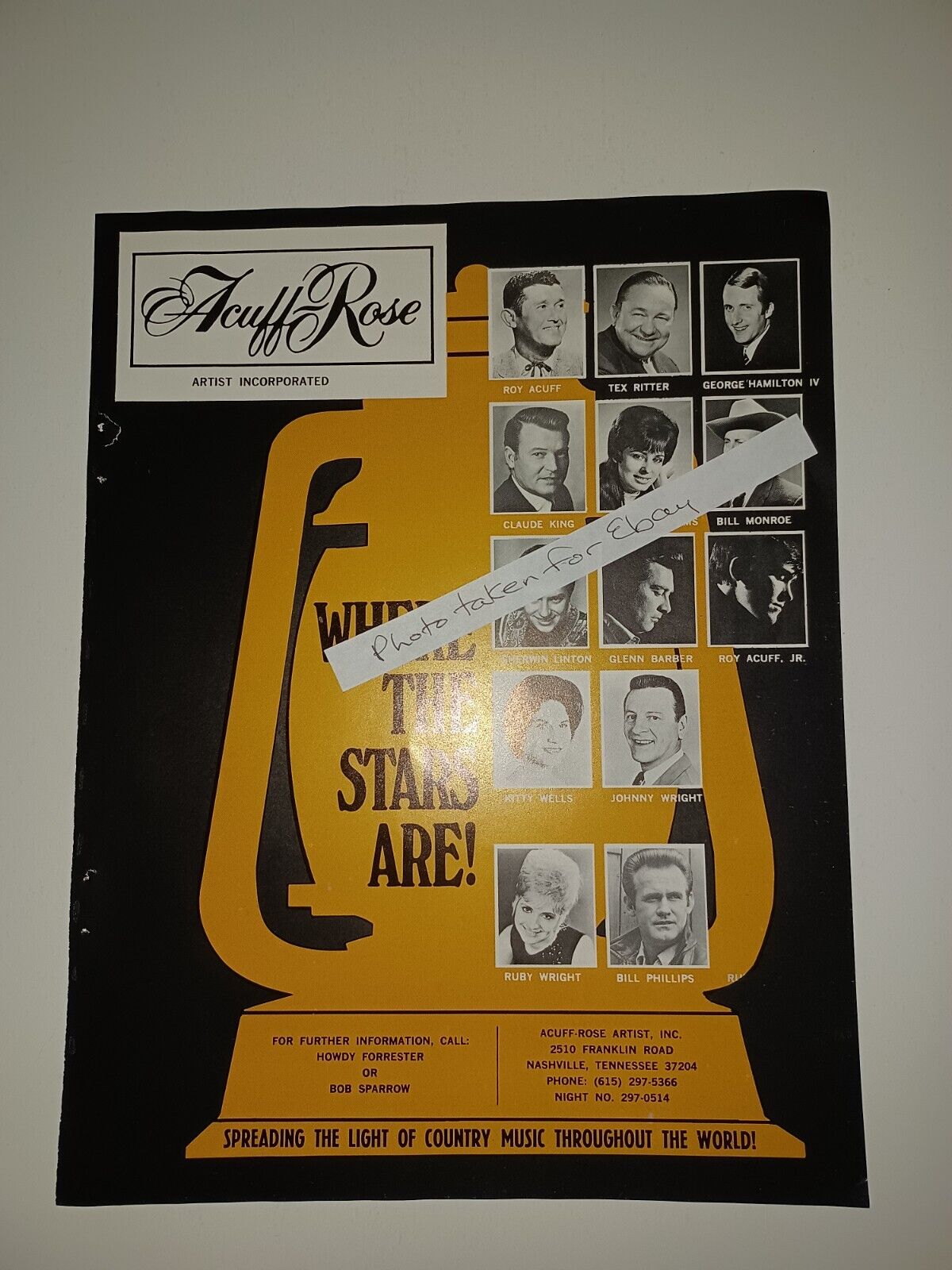 Acuff Rose- Leona Williams, Roy Acuff, Bill Monroe 1970 8x11 Magazine Ad