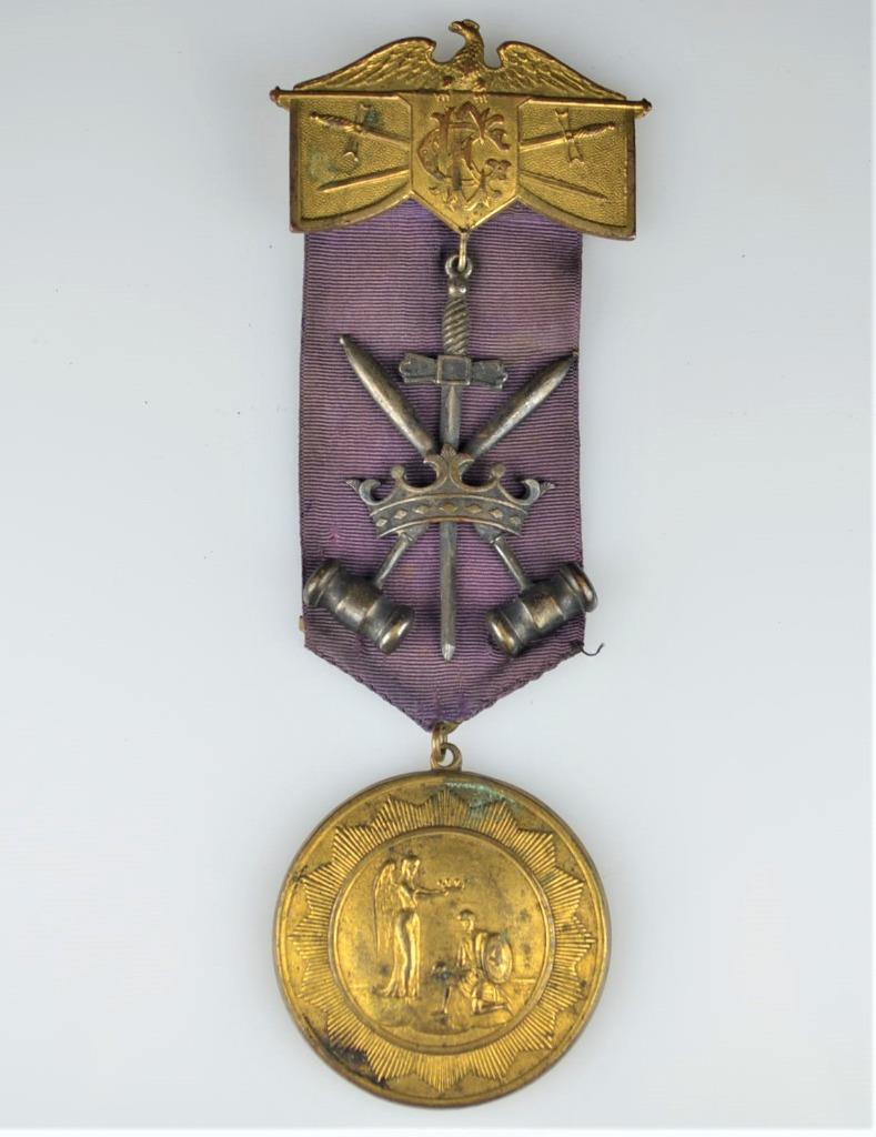 ANTIQUE KNIGHTS OF THE GOLDEN EAGLE MEDAL BADGE - c1886 - VICTORIAN MEDAL BADGE