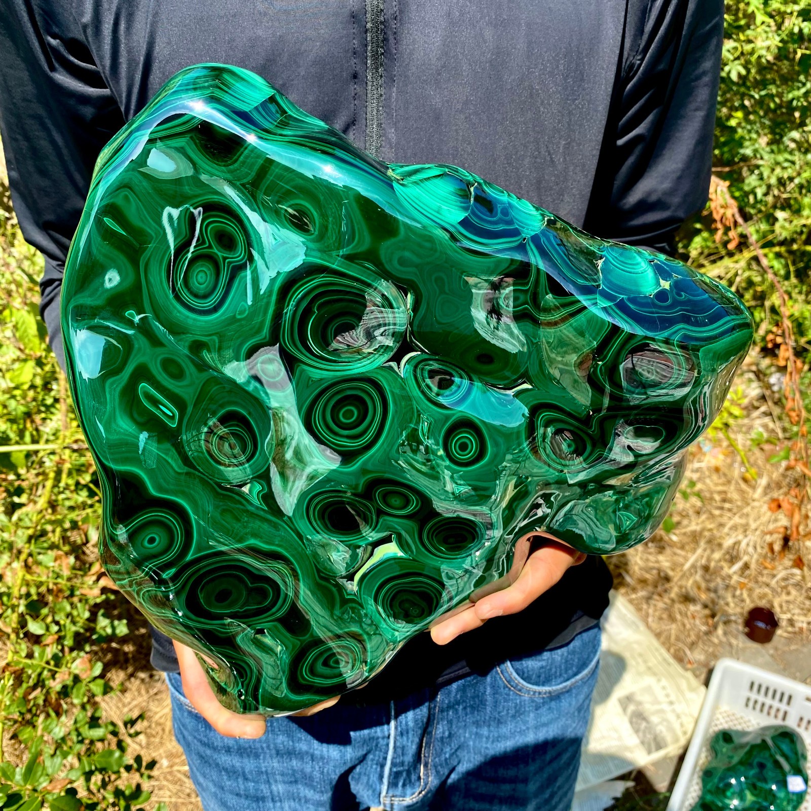 22LB  Natural Polished Malachite Freeform Specimen Banded Green Mineral Home Dec