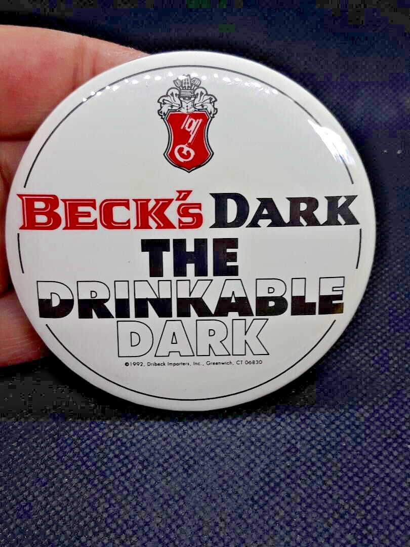 Vintage 1992 BECK\'S DARK THE DRINKABLE DARK Button Pin