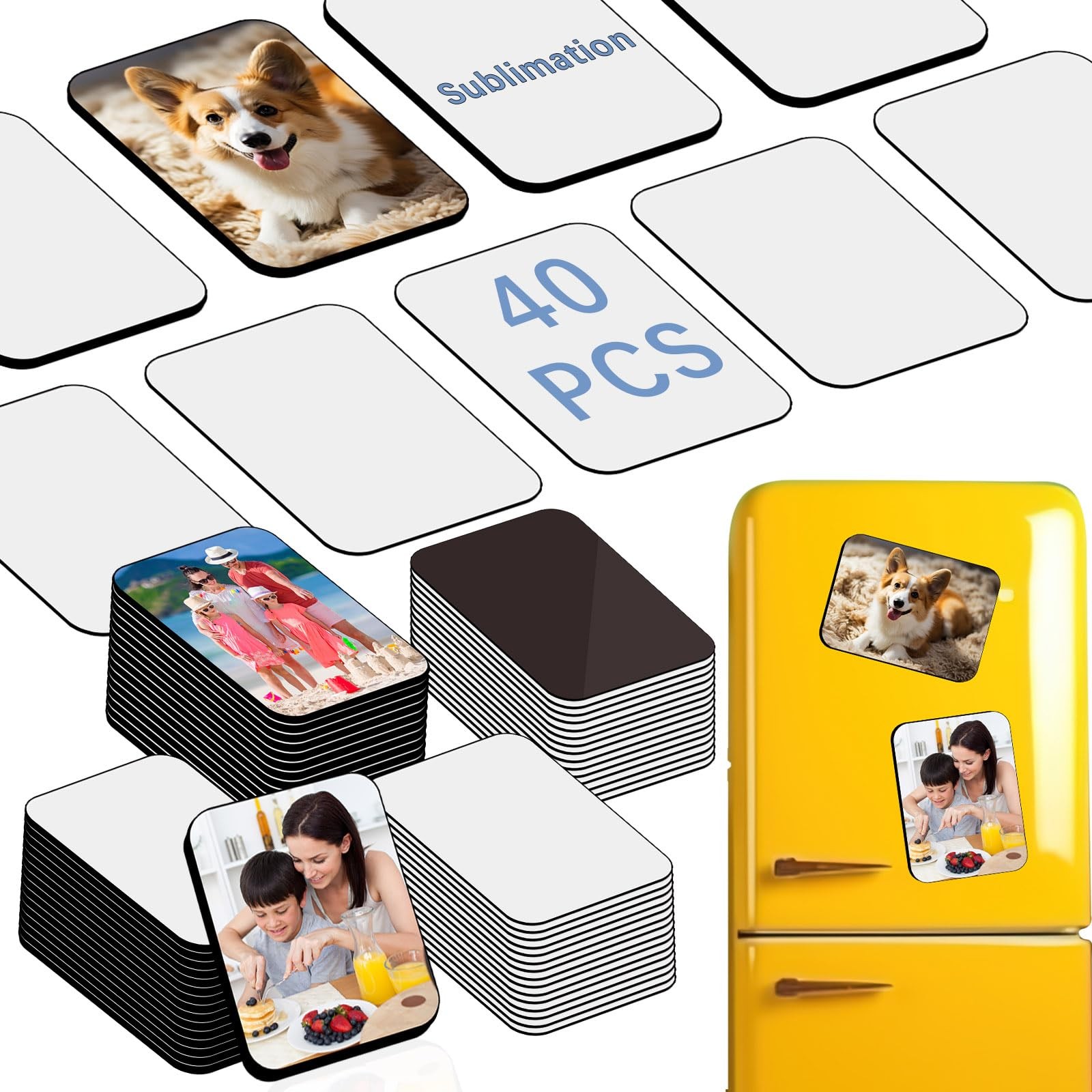 80PCS Sublimation Magnet Blanks Bulk 5.5x7.5 CM Rectangle, Large, Rectangle