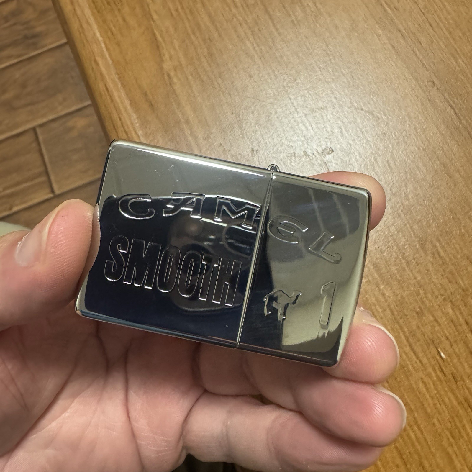 Vintage Zippo Camel Smooth 1 One Chrome Lighter New and Unfired with Camel Tin