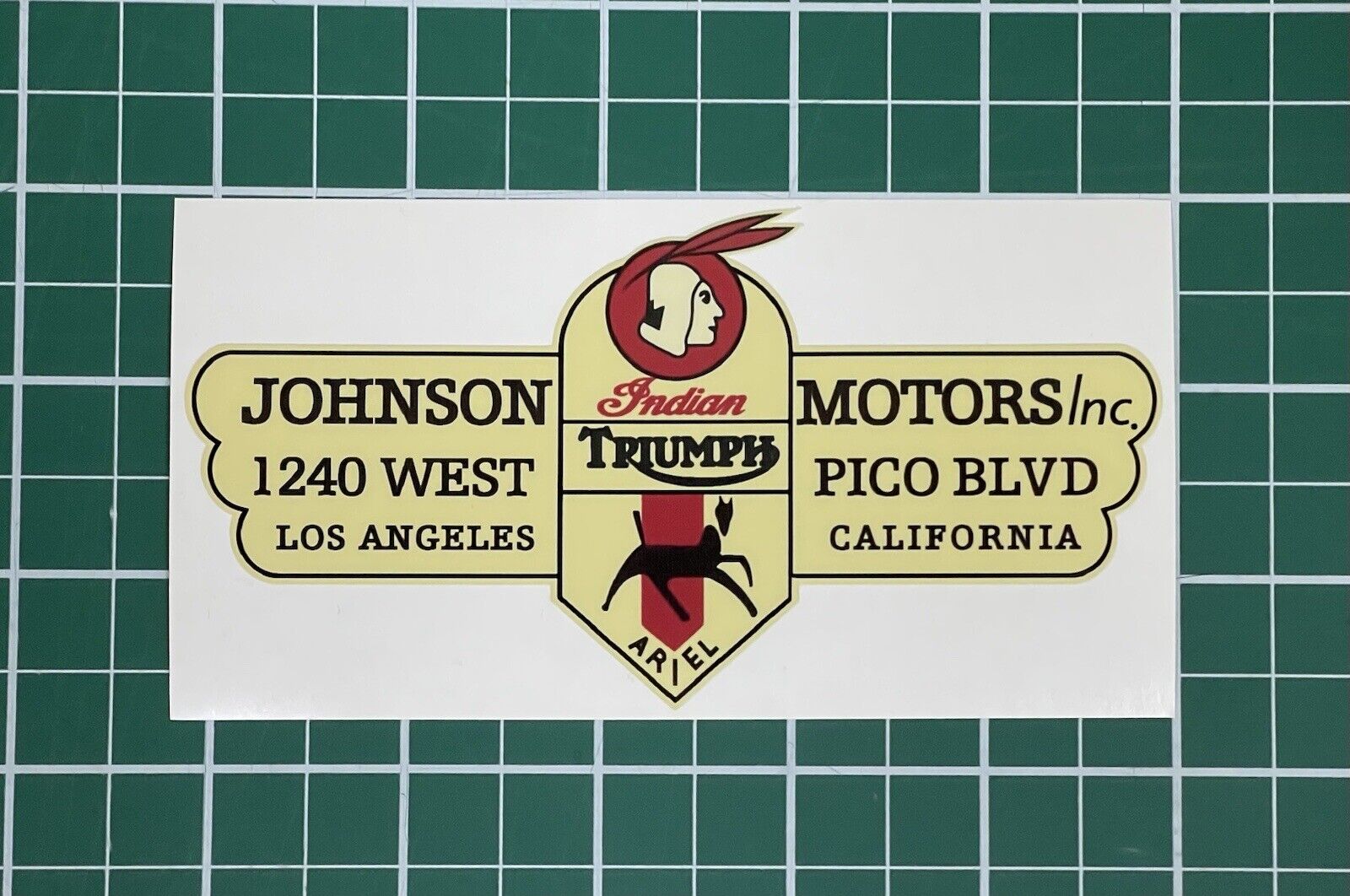 Large Johnson Motors New Decal Sticker Vintage Motorcycle Triumph Indian