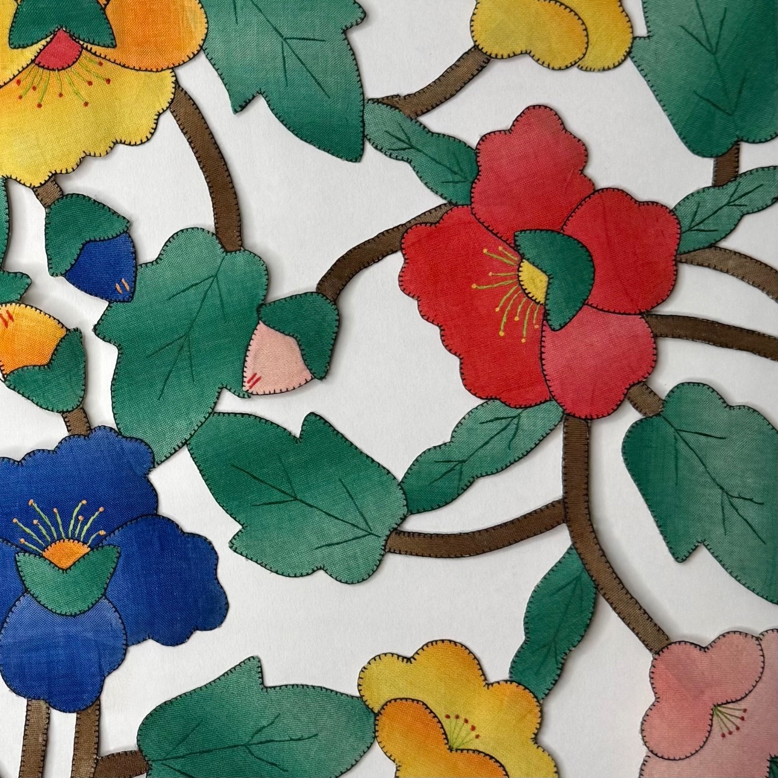 Vintage Handmade Dutch St Maarten Cutwork Placemats Set 6 Floral Applique 19x14”